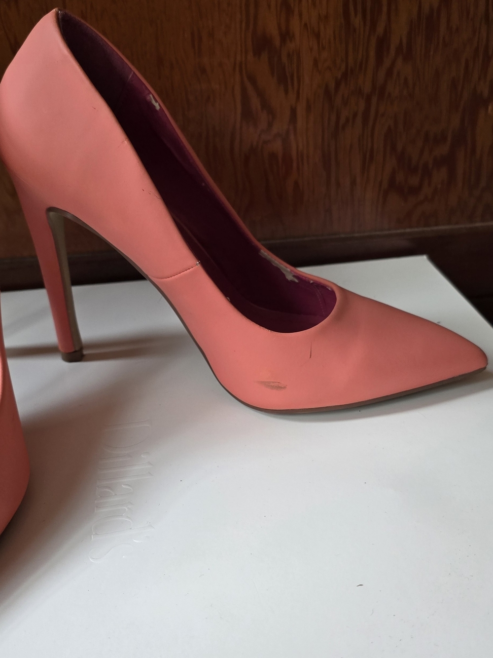 Delicious Coral Pink Pointed-Toe Pumps - Women - Picture 3 of 6